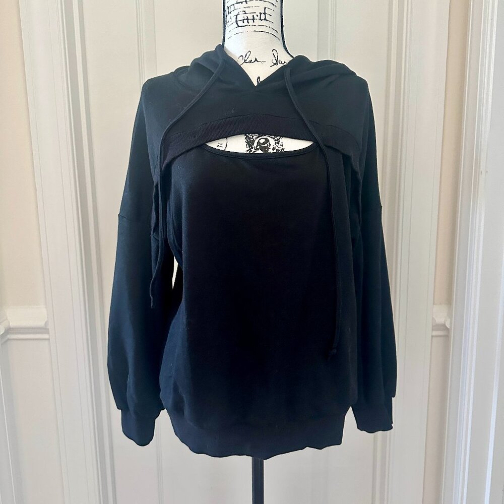 Women's Black Sweatshirt with Cutout, Size S